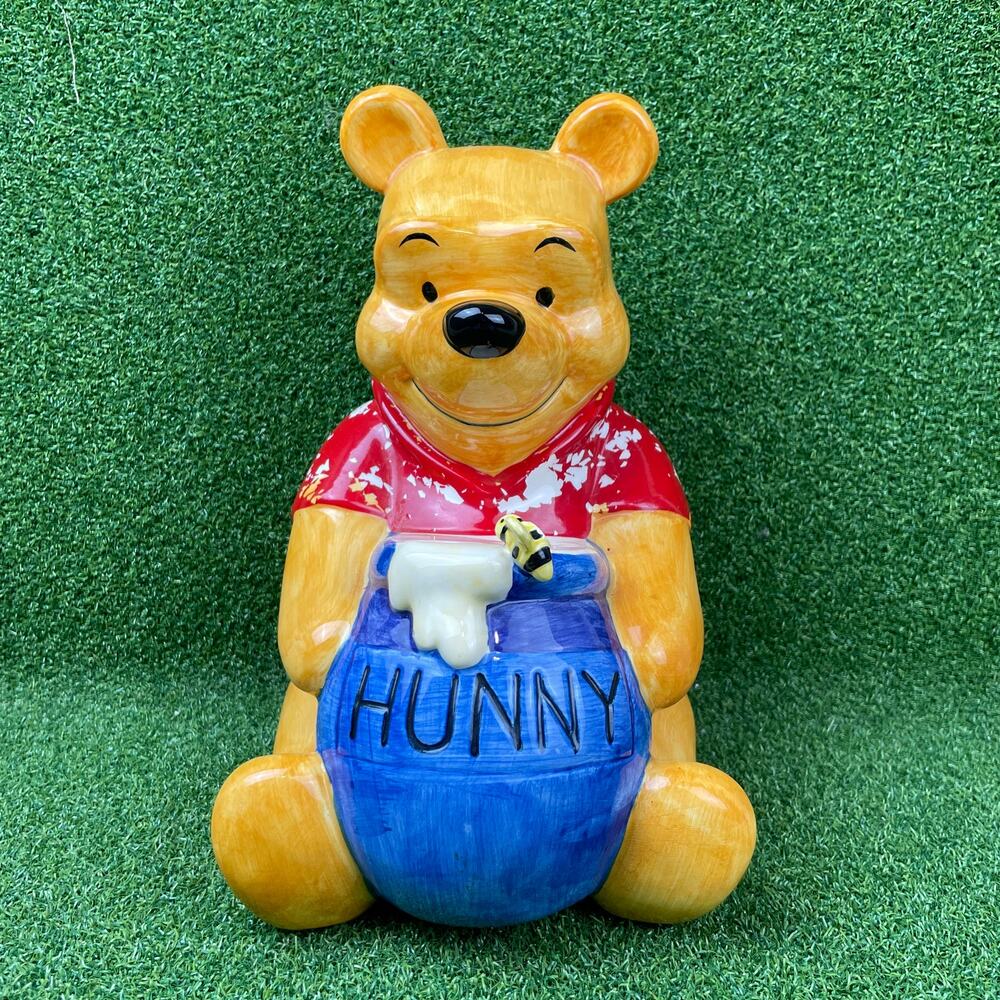 Winnie the Pooh Piggy Coin Bank Ceramic Disney Glass Collectible